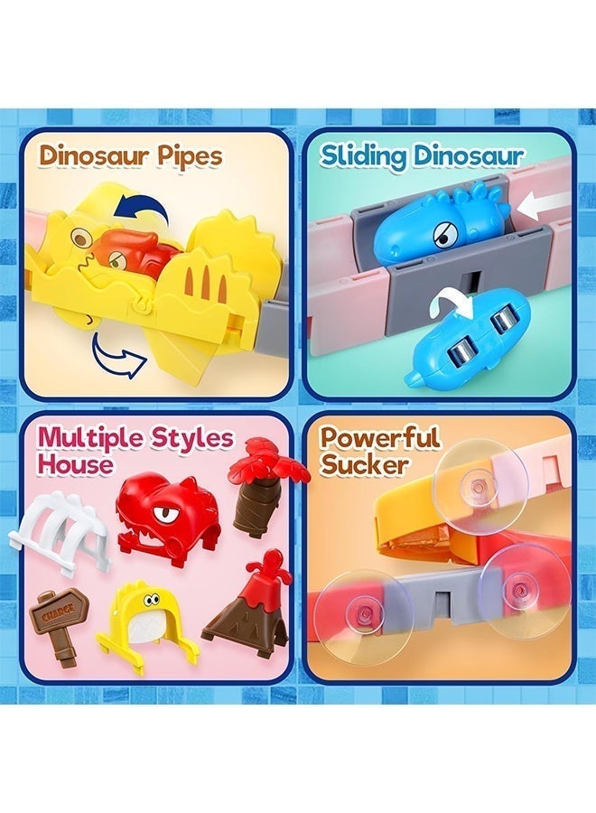 43PCS Baby Bath Toy, Dinosaur Bath Toys for Kids , DIY Water Slides Tracks with 3 Dino Bathtub Bath Toys Toddlers, Wall Suction Slide Playset for Toddlers, Fun Baby Bath Tub Bathtime Shower Birthday Gift Boys Girls - Image 5